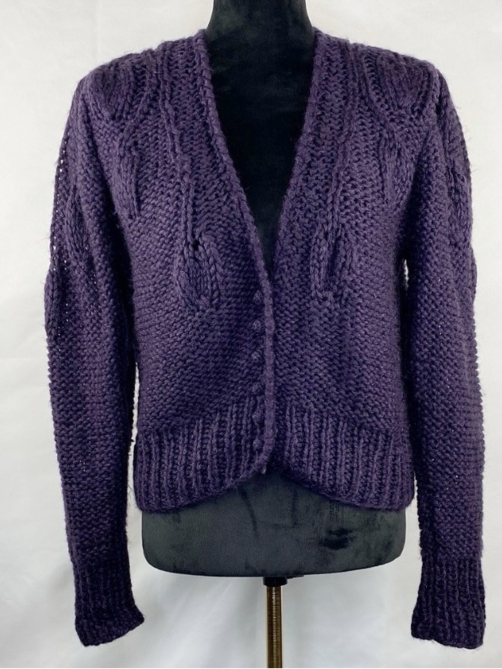 Vintage 80’s Sheridan Unique Inc Purple Knit Cardigan Sweater Made in Korea